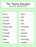 The Twelve Disciples Word List