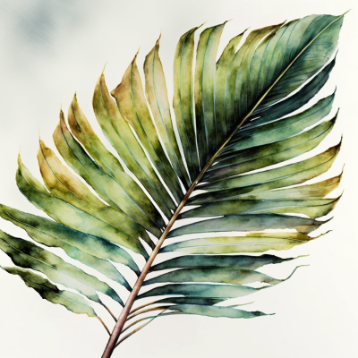 watercolor palm frond