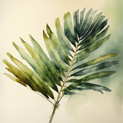 watercolor palm frond