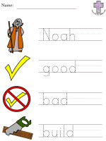 Noah Picture, Clue Read and Trace worksheets