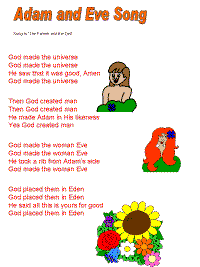 Adam and Eve printable song templates for kids
