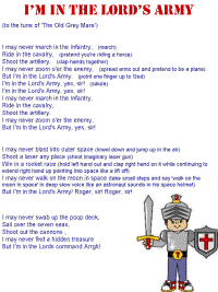 I'm in the Lord's army printable song templates for kids