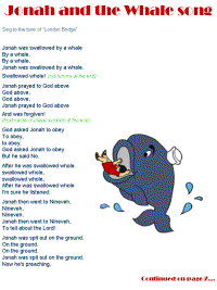 Jonah and the Whale printable song templates for kids