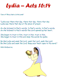 Lydia song-Acts 16:14 with printable template