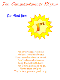 Ten Commandments Rhyme with printable template