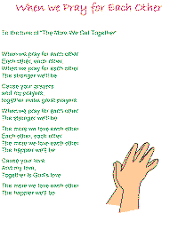 When we Pray for Each Other printable song templates for kids