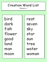 creation word list