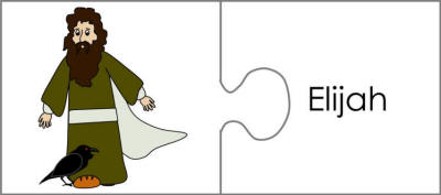 Elijah jigsaw word matching worksheets
