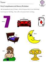 Creation Story Comprehension and Memory Worksheets - beginning reader version