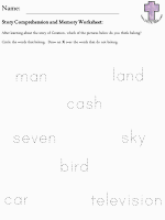 Creation Story Comprehension and Memory Worksheets - printing practice version