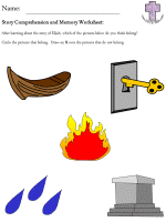 Elijah Prays Story comprehension and memory worksheets