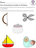 Jacob and Esau Story comprehension and Memory worksheets