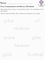 Jacob's Dream Story Comprehension worksheets
