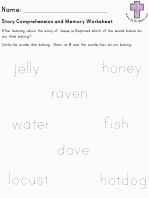 Jesus is Baptized Story Comprehension and Memory worksheets