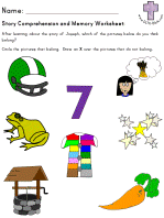 Joseph Comprehension and Memory Worksheet