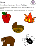 Moses Story Comprehension and Memory Worksheets