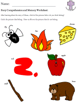 Moses Story Comprehension and Memory Worksheets