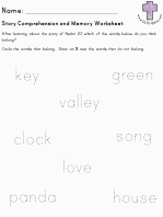 Psalm 23 Story Comprehension and Memory worksheet