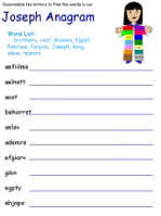 Joseph and His Coat of Many Colors Anagram