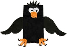 raven paper bag puppet