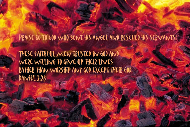 Fiery Furnace Memory Verse Wallpaper - Daniel 3:28