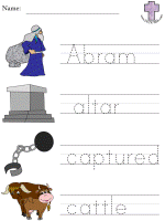 Abram and Lot Picture Clue Read and Trace Worksheets