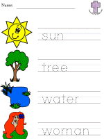 sun, tree, water, woman tracer page