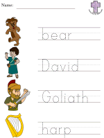 David and Goliath Read and Trace worksheets