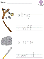 David and Goliath Read and Trace worksheets