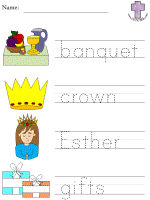 Esther the Queen Picture Clue Read and Trace Worksheets