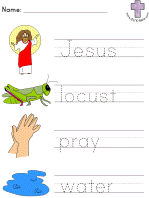 Jesus is Baptized Picture Clue Read and Trace worksheet