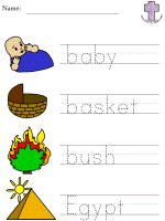 Moses Picture Clue Read and Trace Worksheets