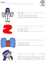 Moses Picture Clue Read and Trace Worksheets