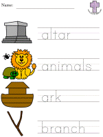 Noah Picture Clue, Read and Trace worksheets
