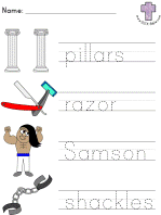 Samson and Delilah Picture Clue Read and Trace worksheets