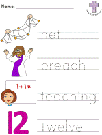 Twelve Disciples Picture Clue - Read and Trace