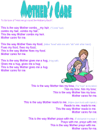 Mother's care printable song templates for kids