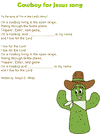 Cowboy for Jesus printable song templates for kids