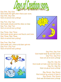 Days of Creation printable song templates for kids