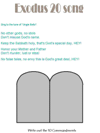 Exodus 20 printable song templates for kids