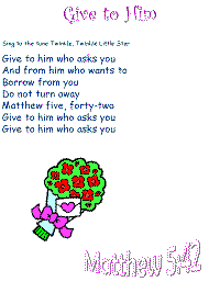 Give to Him printable song templates for kids