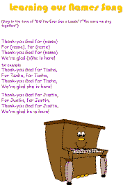 Learning our Names printable song templates for kids