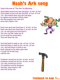 Noah's Ark printable song templates for kids