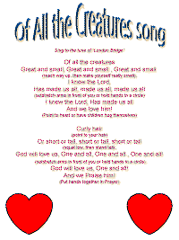 Of all the Creatures printable song templates for kids