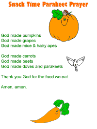 Snack time Parakeet prayer with printable template