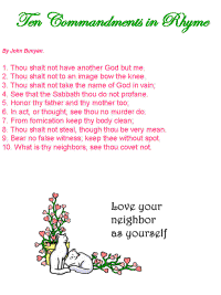 Ten Commandments in Rhyme with printable template