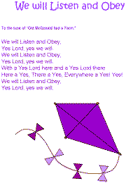 We will Listen and Obey printable song templates for kids
