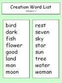 creation story word list