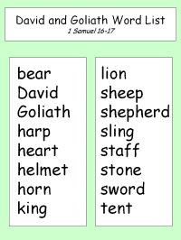 David and Goliath Word Lists