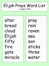 Elijah Prays Word List